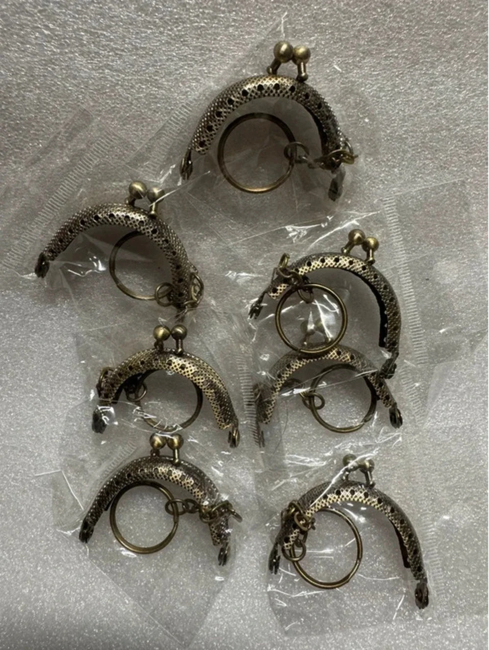 7 Bronze Metal Purse Frames with Keyrings